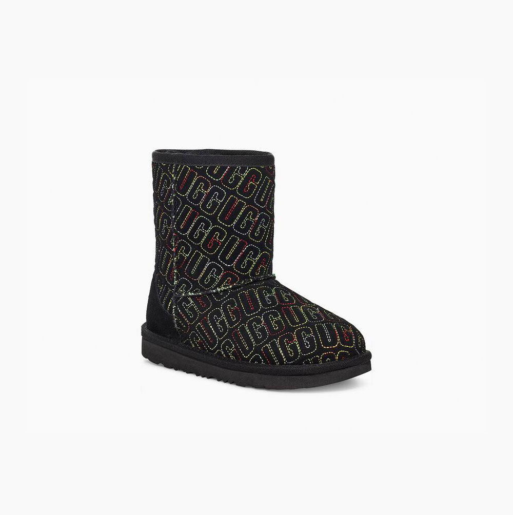 UGG Klassiska II Tryck Stitch Classic Boots Barn Svarta | J4ZBAVKH