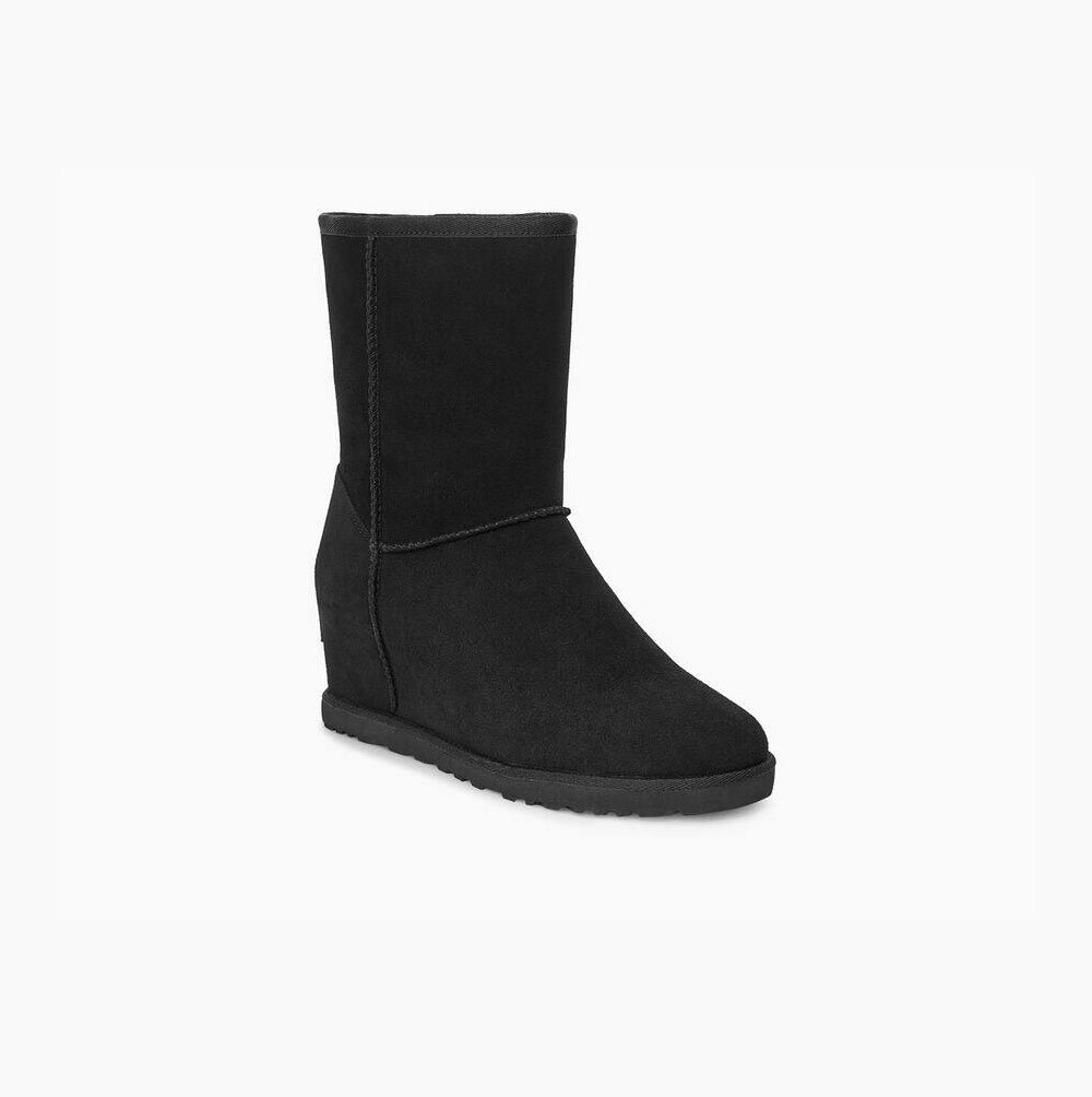 UGG Klassiska Korta Stövlar Dam Svarta | E7FISC86