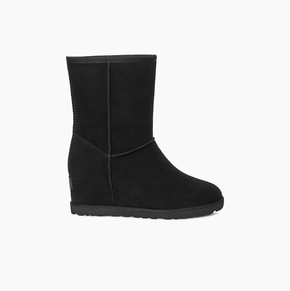 UGG Klassiska Korta Stövlar Dam Svarta | E7FISC86