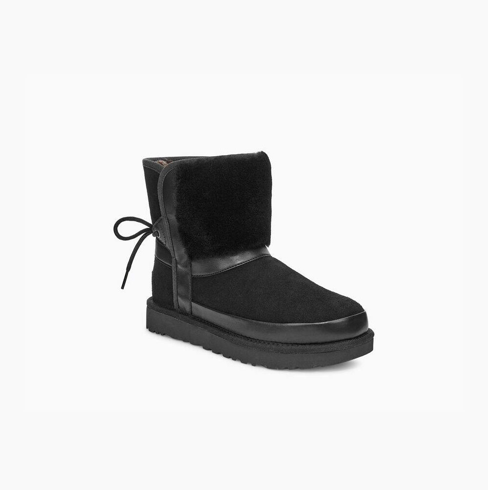 UGG Klassiska Leopard lined bow Classic Boots Dam Svarta | 75VWOQLE