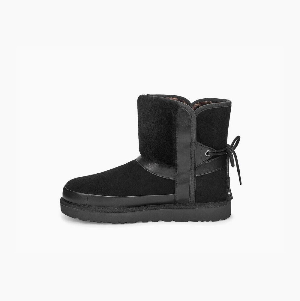UGG Klassiska Leopard lined bow Classic Boots Dam Svarta | 75VWOQLE