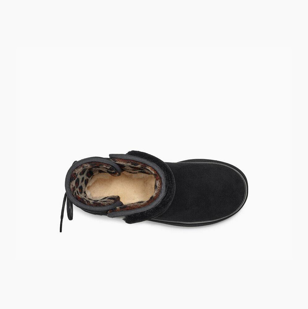 UGG Klassiska Leopard lined bow Classic Boots Dam Svarta | 75VWOQLE