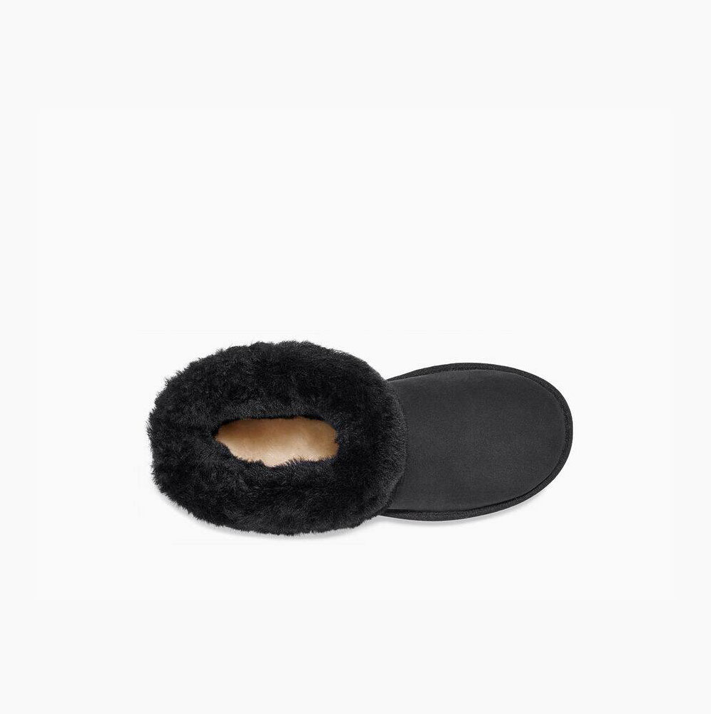 UGG Klassiska Mini Fluff Classic Boots Dam Svarta | HTHJQYFY