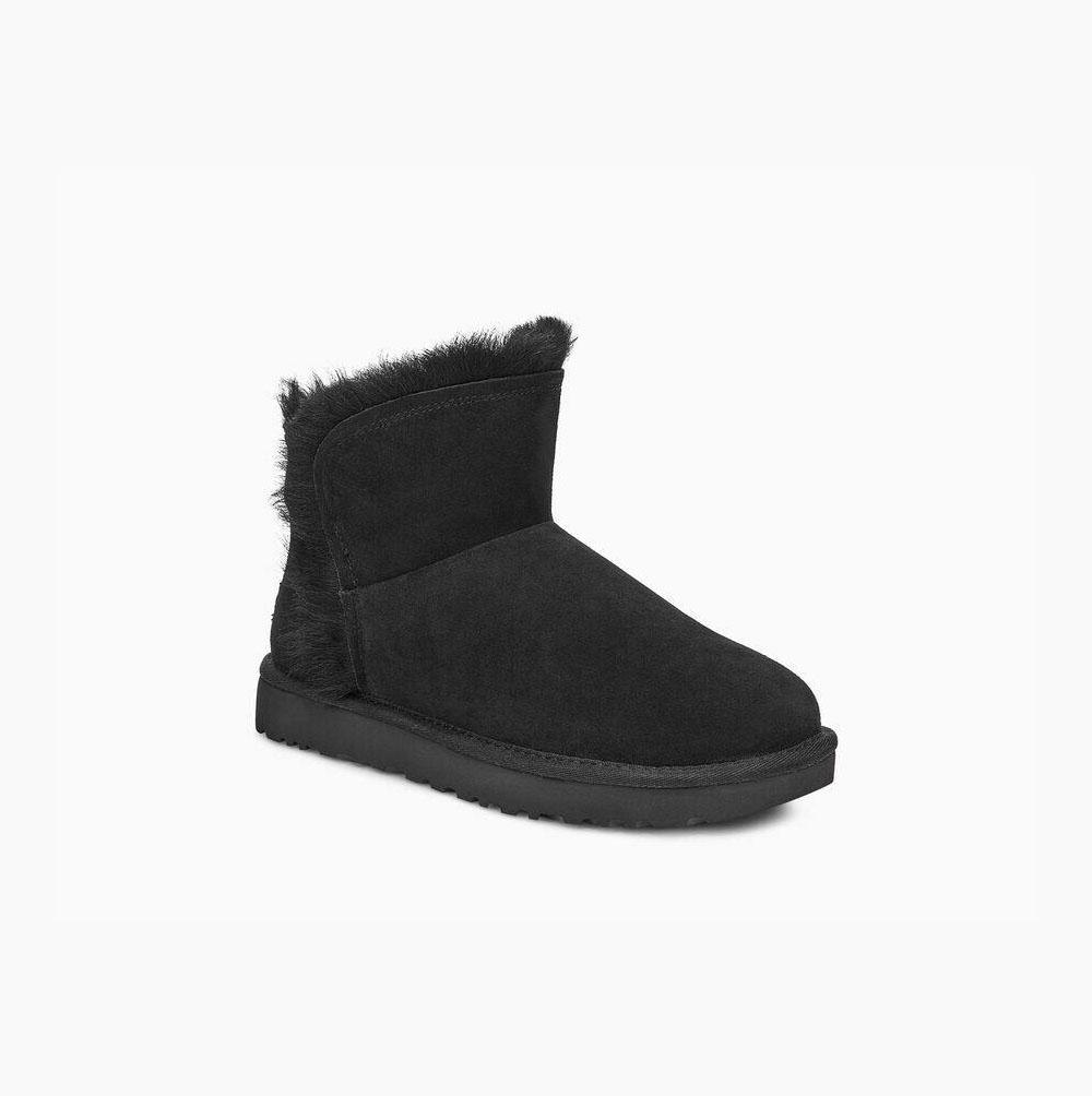 UGG Klassiska Mini Fluff High-Low Classic Boots Dam Svarta | J0IR0GI4