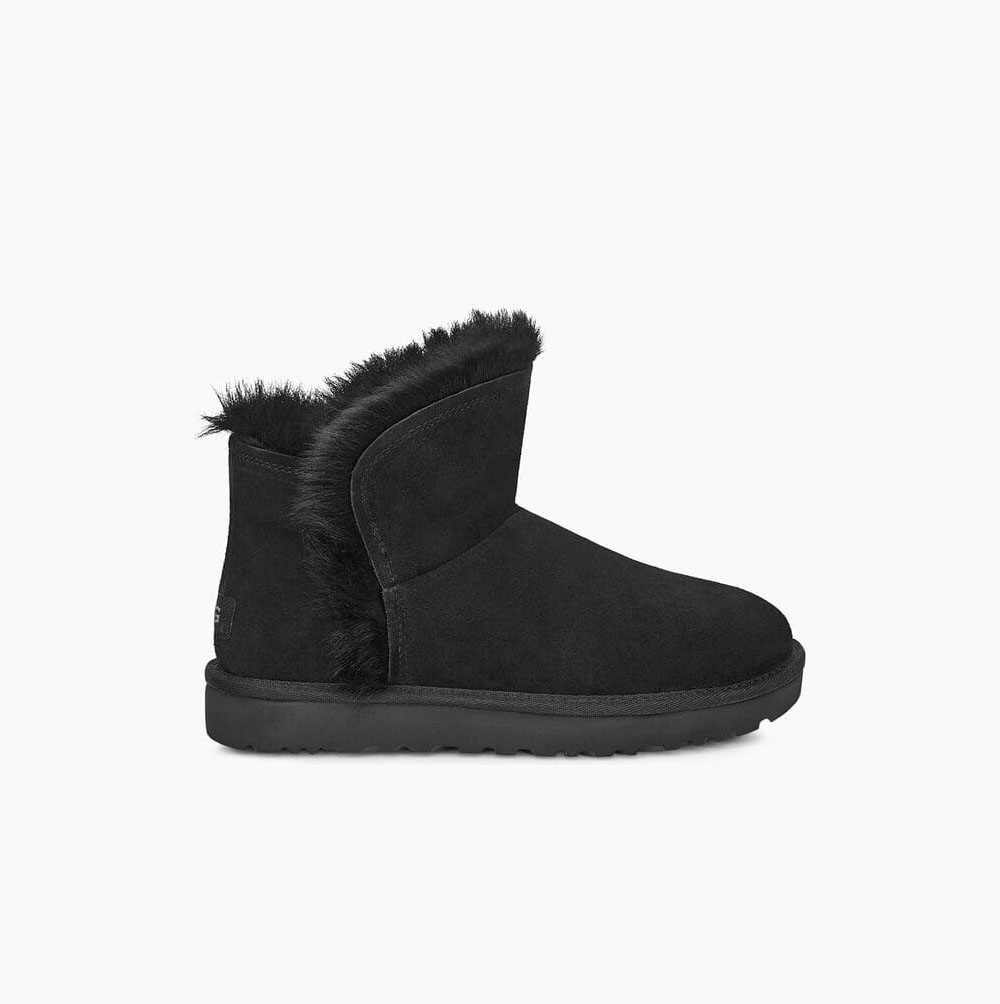 UGG Klassiska Mini Fluff High-Low Classic Boots Dam Svarta | J0IR0GI4