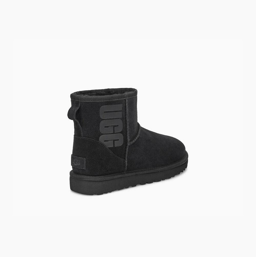 UGG Klassiska Mini Rubber Logo Classic Boots Dam Svarta | JYQ9F5CI