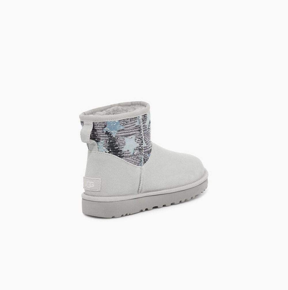 UGG Klassiska Mini Sequin Stars Classic Boots Dam Grå Lila | V8TVXITO