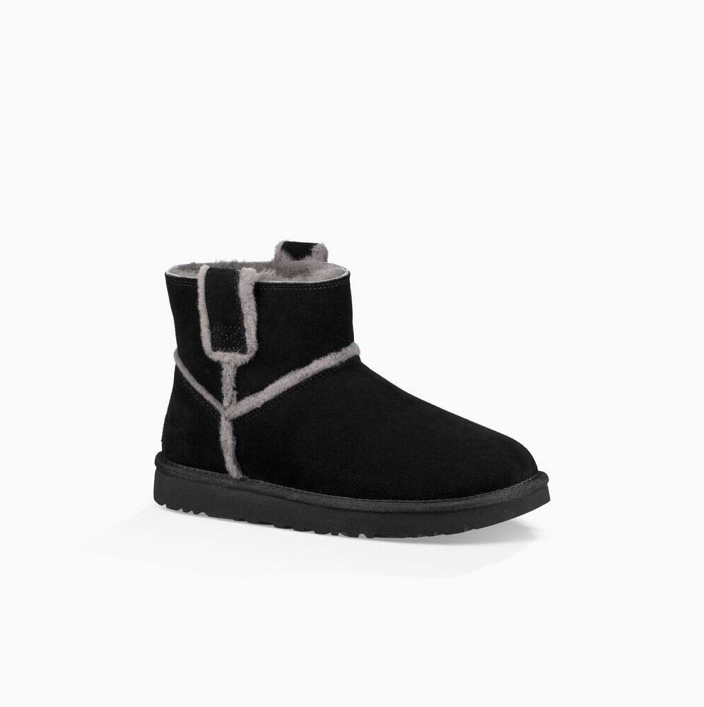 UGG Klassiska Mini Spill Seam Boot Classic Boots Dam Svarta | 8Z70C0F2