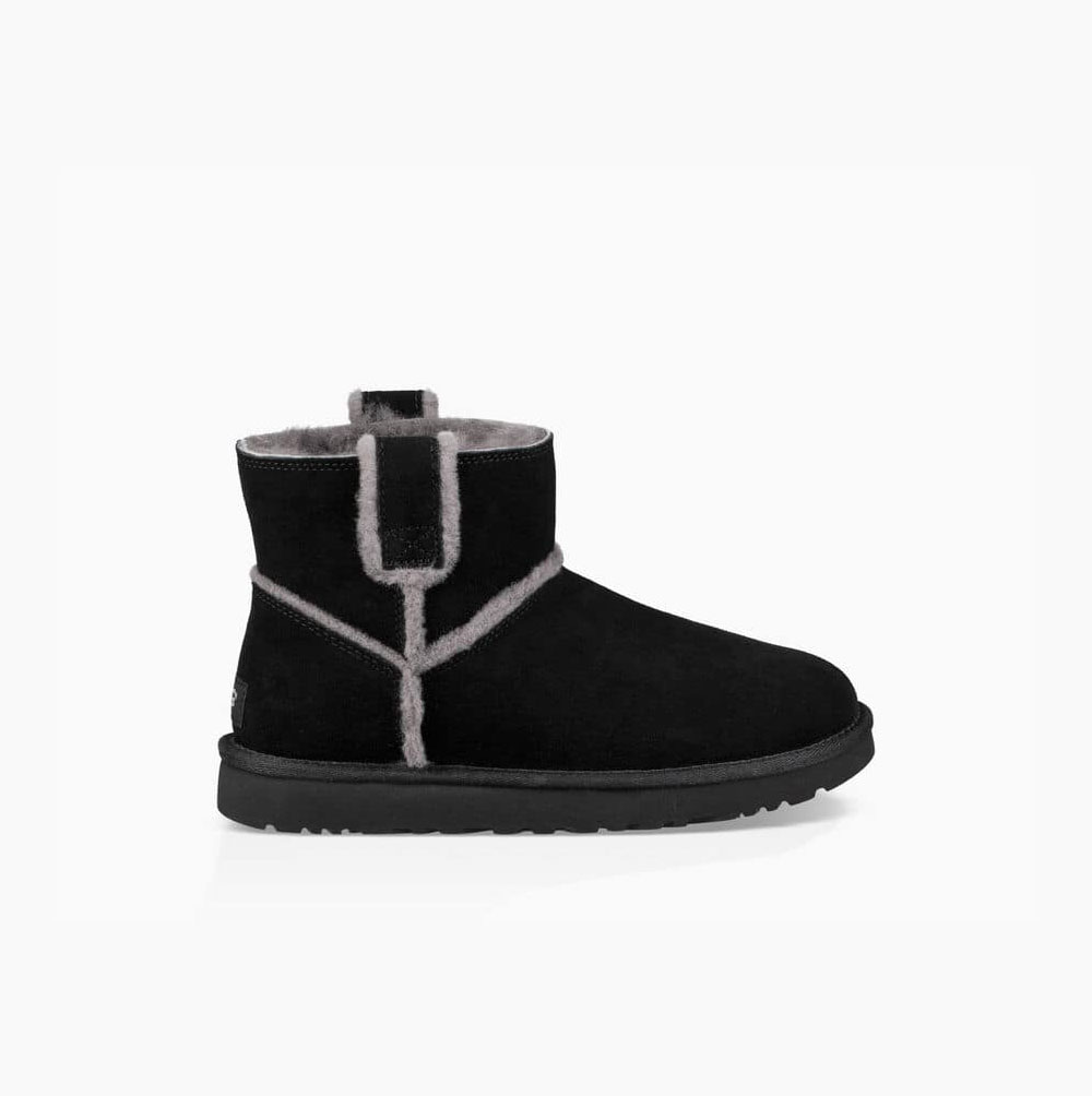 UGG Klassiska Mini Spill Seam Boot Classic Boots Dam Svarta | 8Z70C0F2