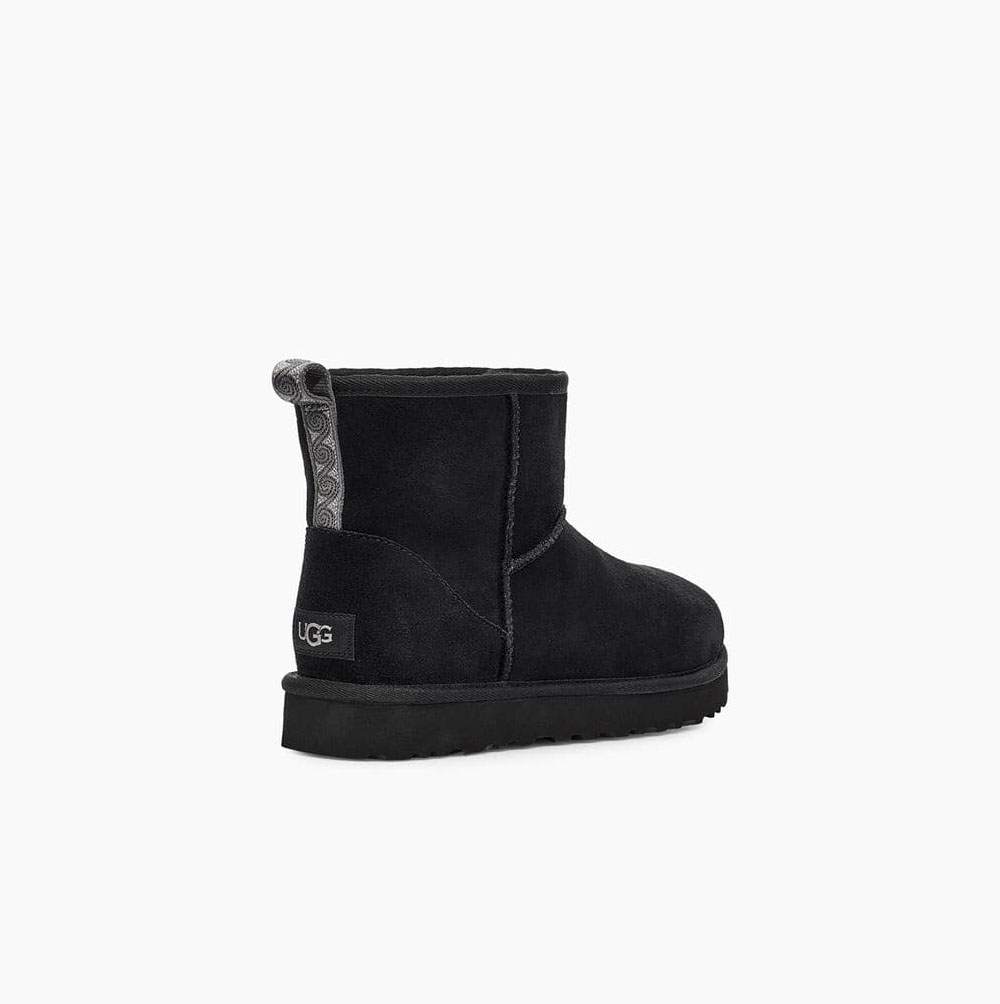 UGG Klassiska Mini Swirl Classic Boots Dam Svarta | RCXJMF14