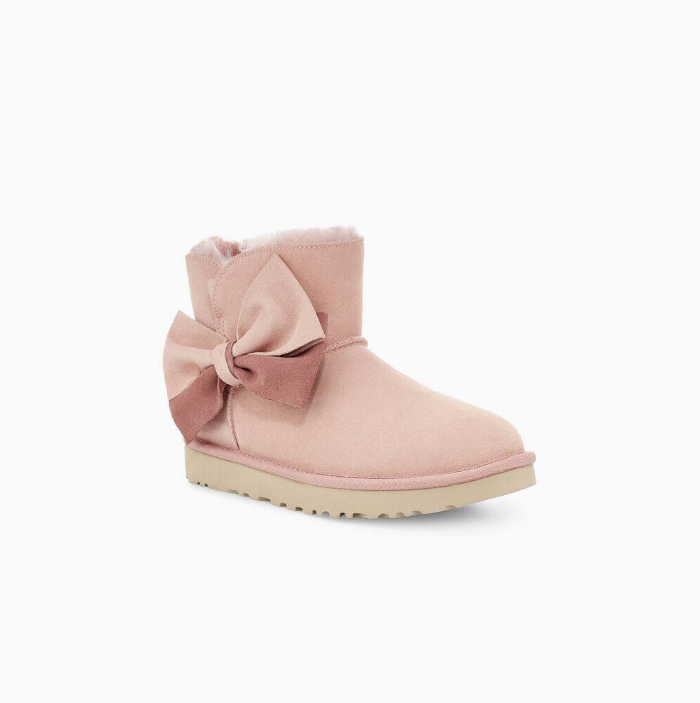 UGG Klassiska Mini Two-Tone Bow Classic Boots Dam Orange | IASTP49K