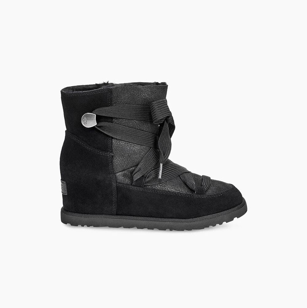 UGG Klassiska Spets-up Classic Boots Dam Svarta | EEJWT0GE