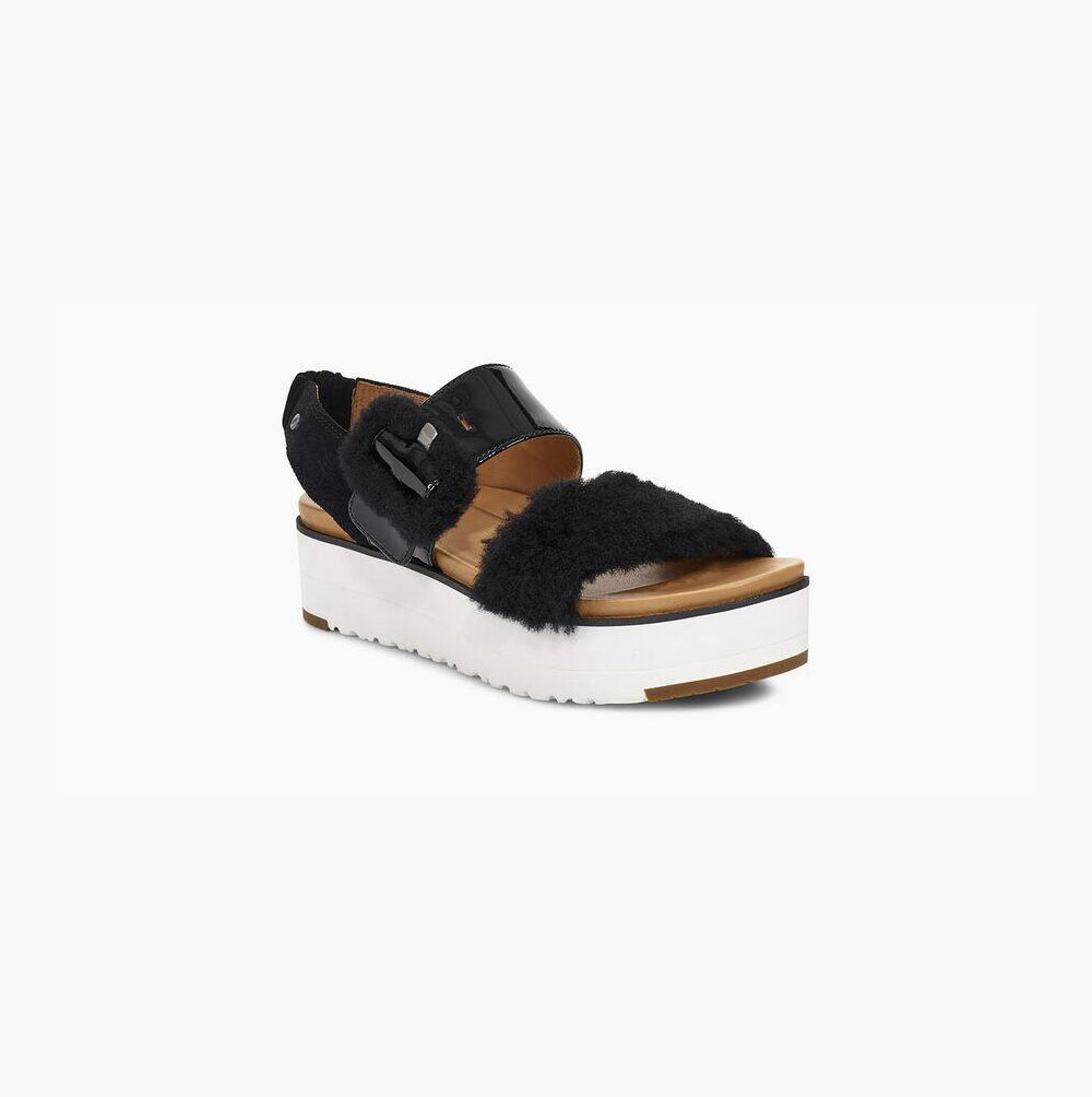 UGG Le Fluff Platå Sandaler Dam Svarta | JQYZ6692