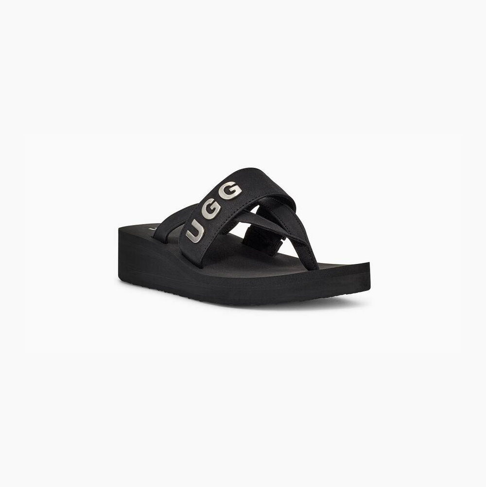 UGG Luna Logo Charm Platå Sandaler Dam Svarta | HDRVOYEX