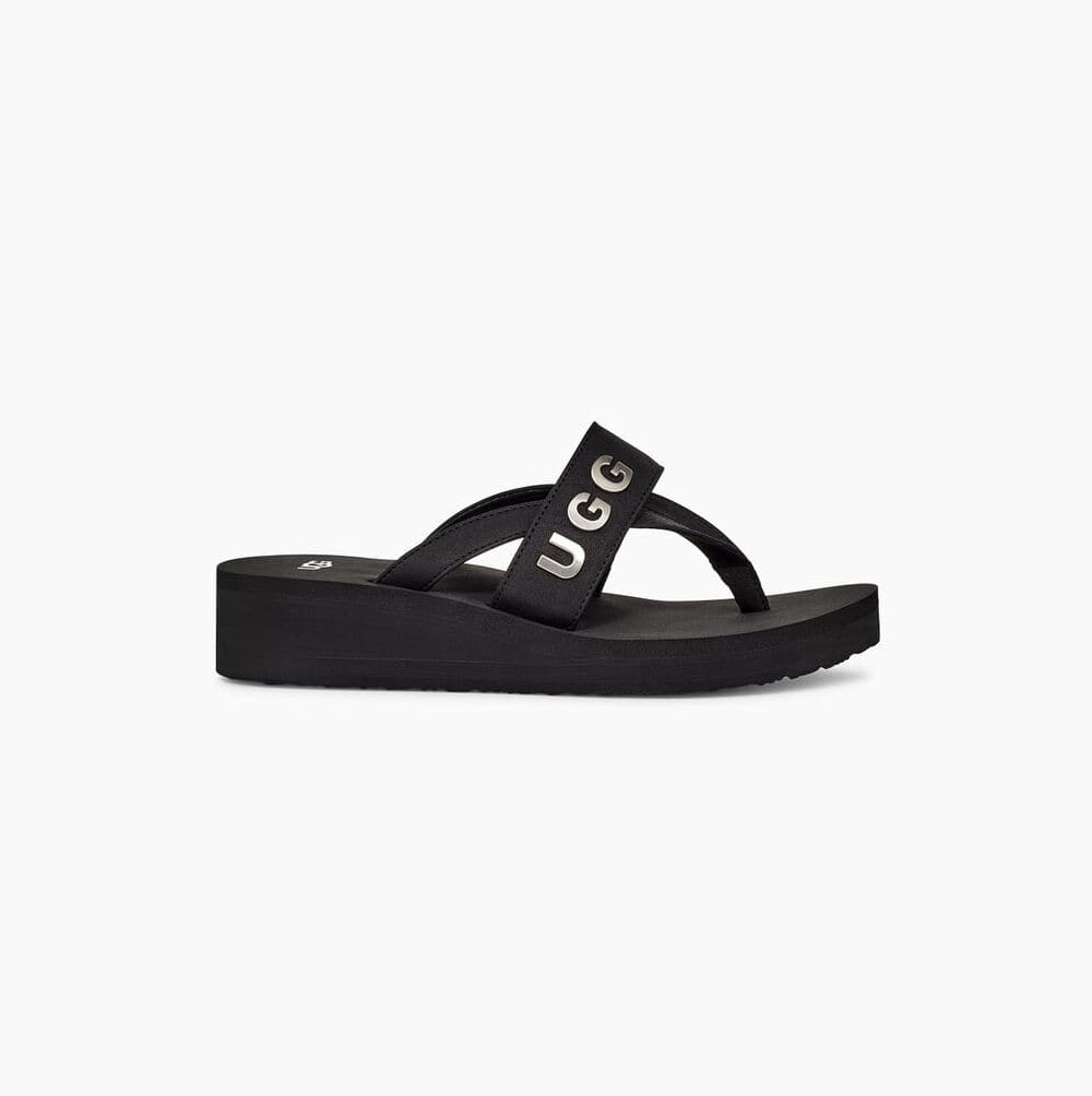UGG Luna Logo Charm Platå Sandaler Dam Svarta | HDRVOYEX