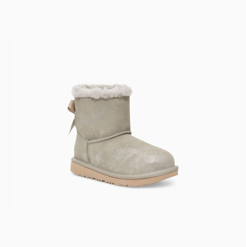 UGG Mini Bailey Bow II Shimmer Bow Boots Barn Grå | 5X7N1HY9