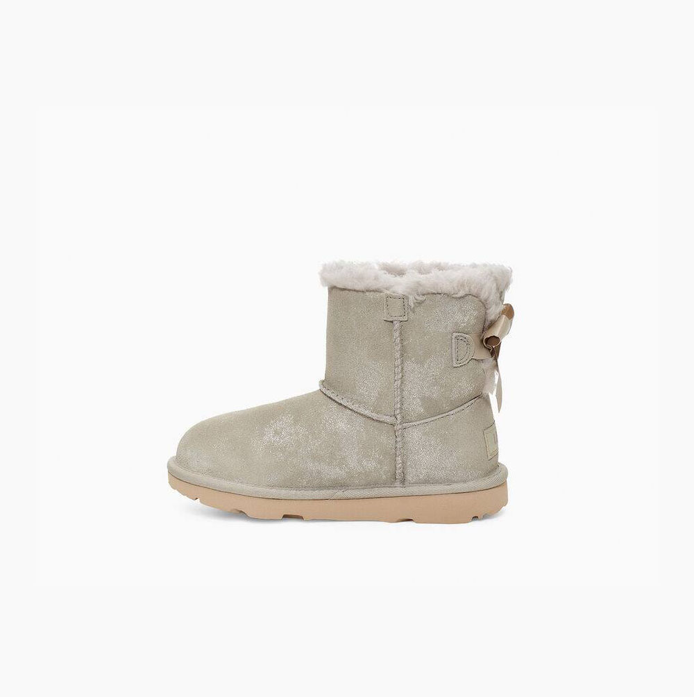 UGG Mini Bailey Bow II Shimmer Bow Boots Barn Grå | 5X7N1HY9