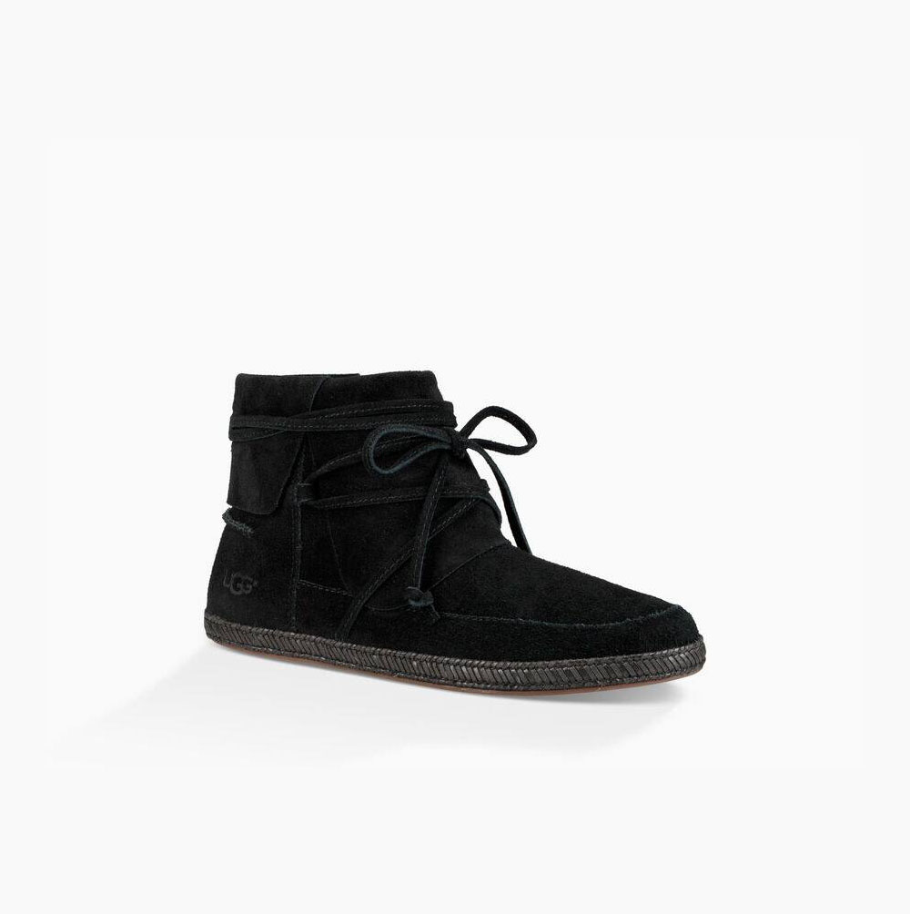 UGG Reid Moc Snörkängor Dam Svarta | F57HJKI5