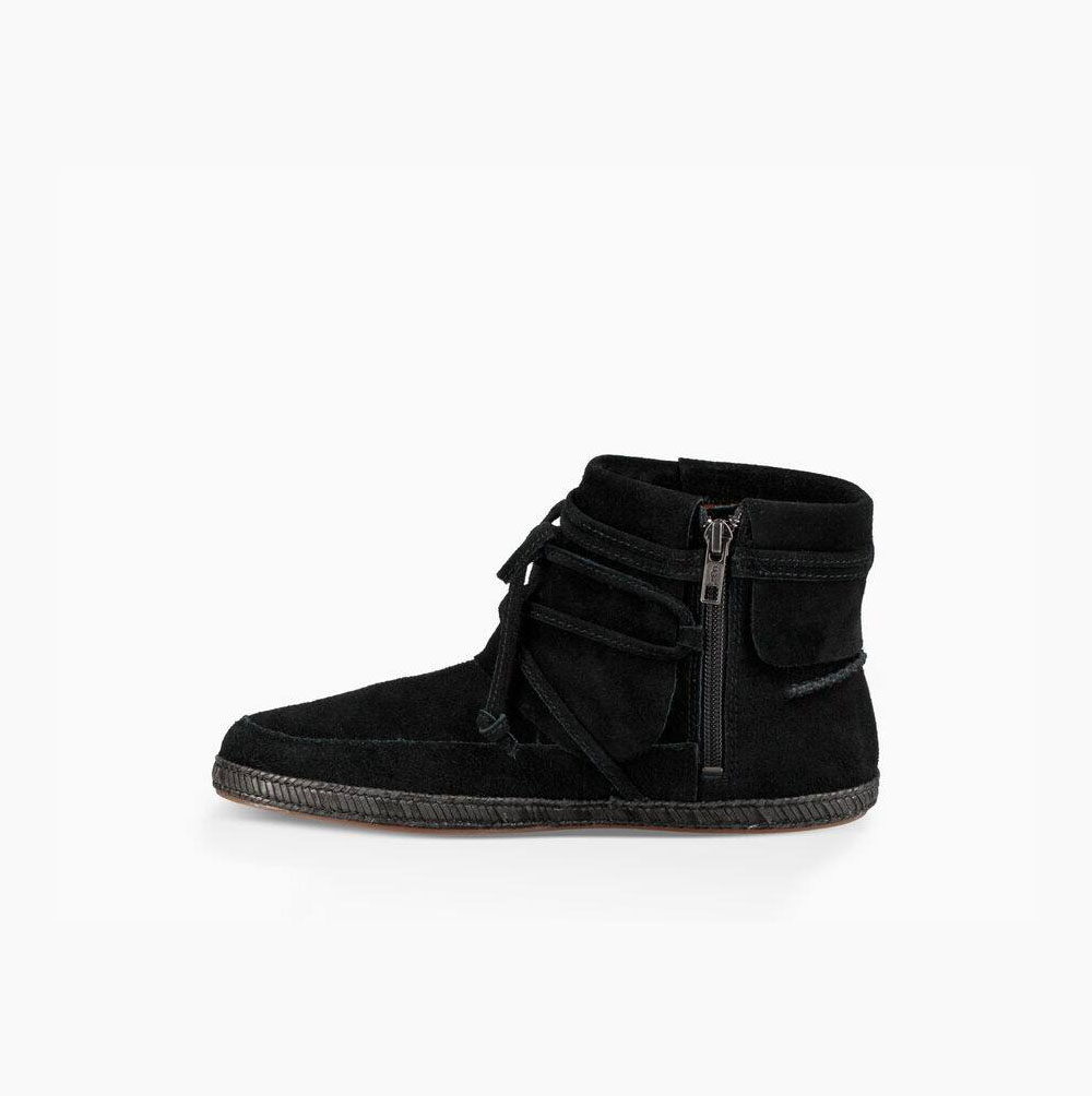 UGG Reid Moc Snörkängor Dam Svarta | F57HJKI5