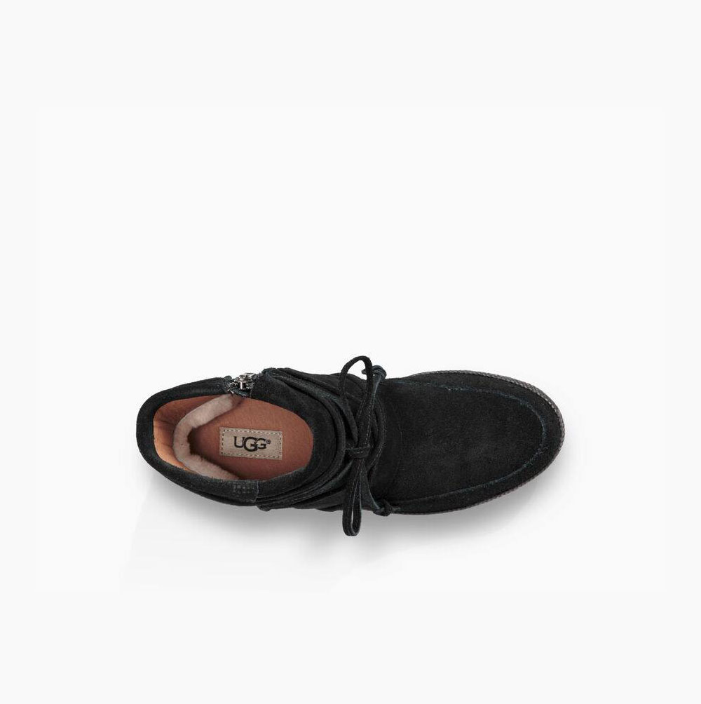 UGG Reid Moc Snörkängor Dam Svarta | F57HJKI5