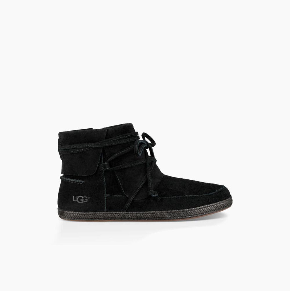 UGG Reid Moc Snörkängor Dam Svarta | F57HJKI5