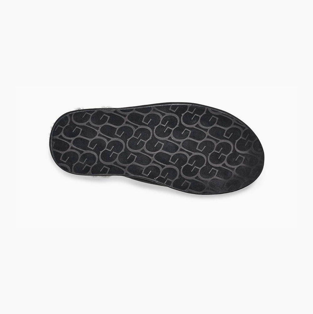 UGG Scuff Läder Tofflor Herr Svarta | TJO9GQ6C