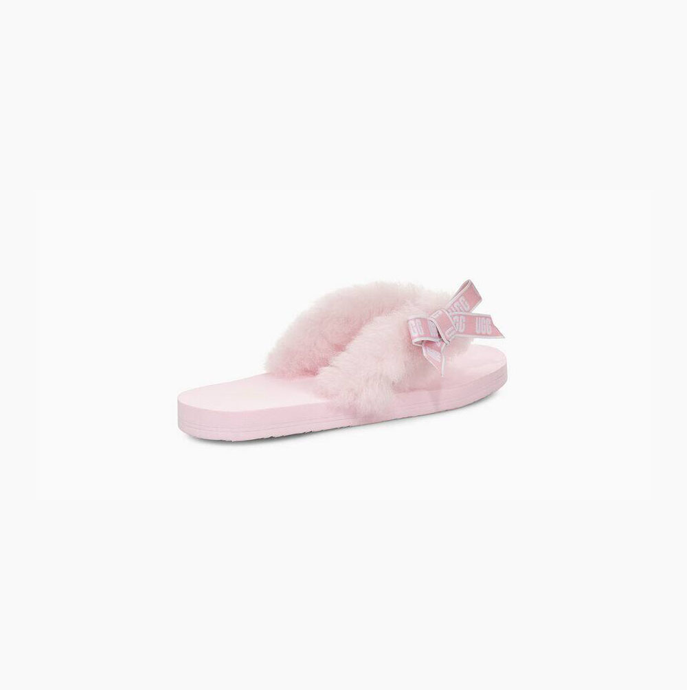 UGG Sunset Tryck Fur Flip Flop Dam Grå Rosa | 08JCT6GR