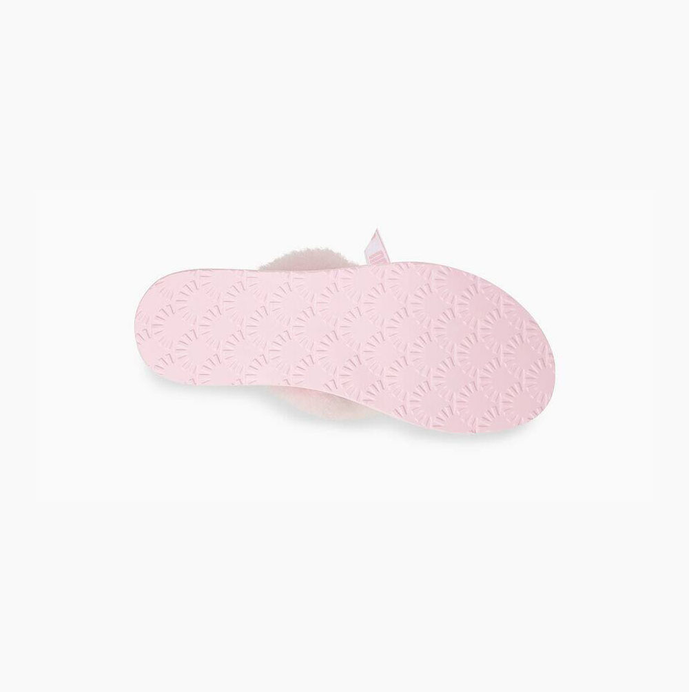 UGG Sunset Tryck Fur Flip Flop Dam Grå Rosa | 08JCT6GR
