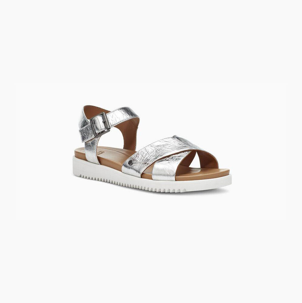 UGG Zoie Metallic Sandaler Dam Silver | U32ICGFJ