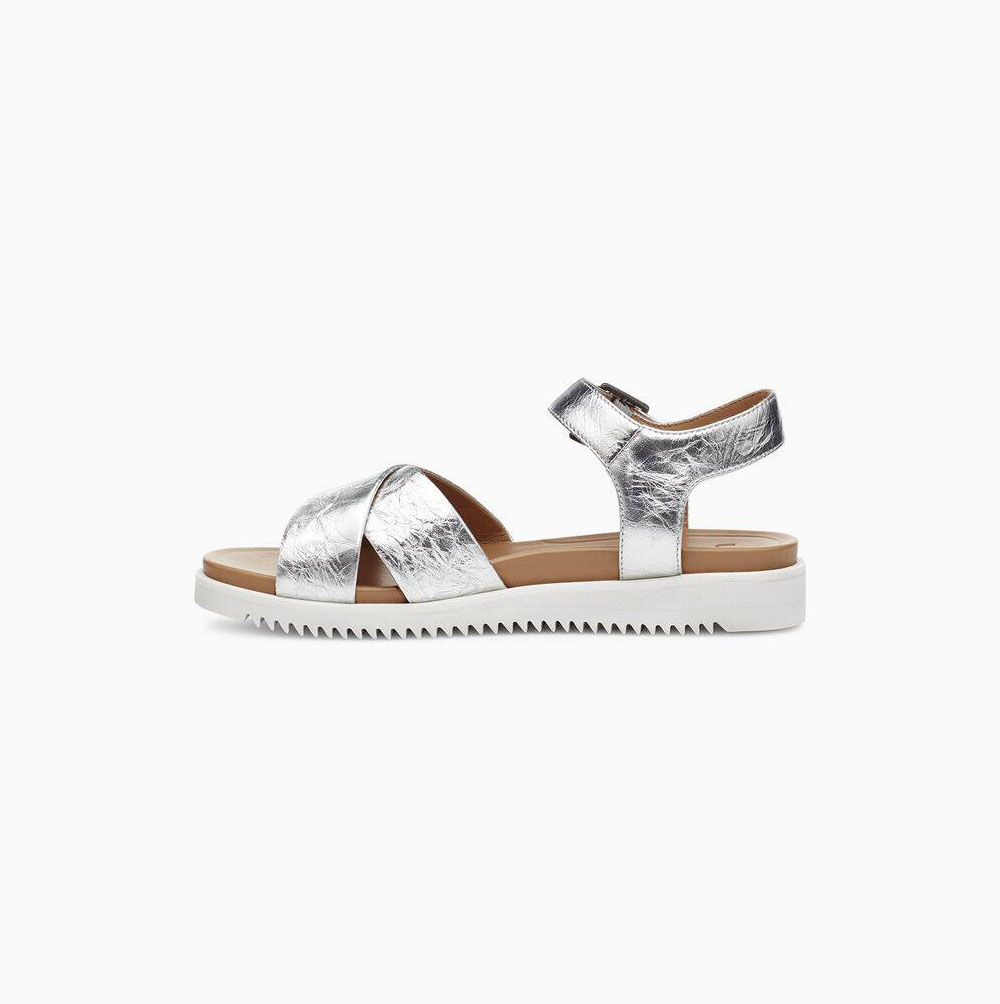 UGG Zoie Metallic Sandaler Dam Silver | U32ICGFJ