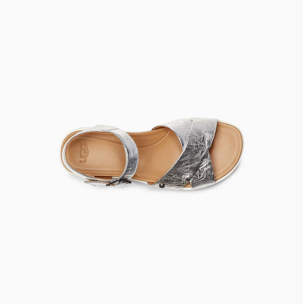 UGG Zoie Metallic Sandaler Dam Silver | U32ICGFJ