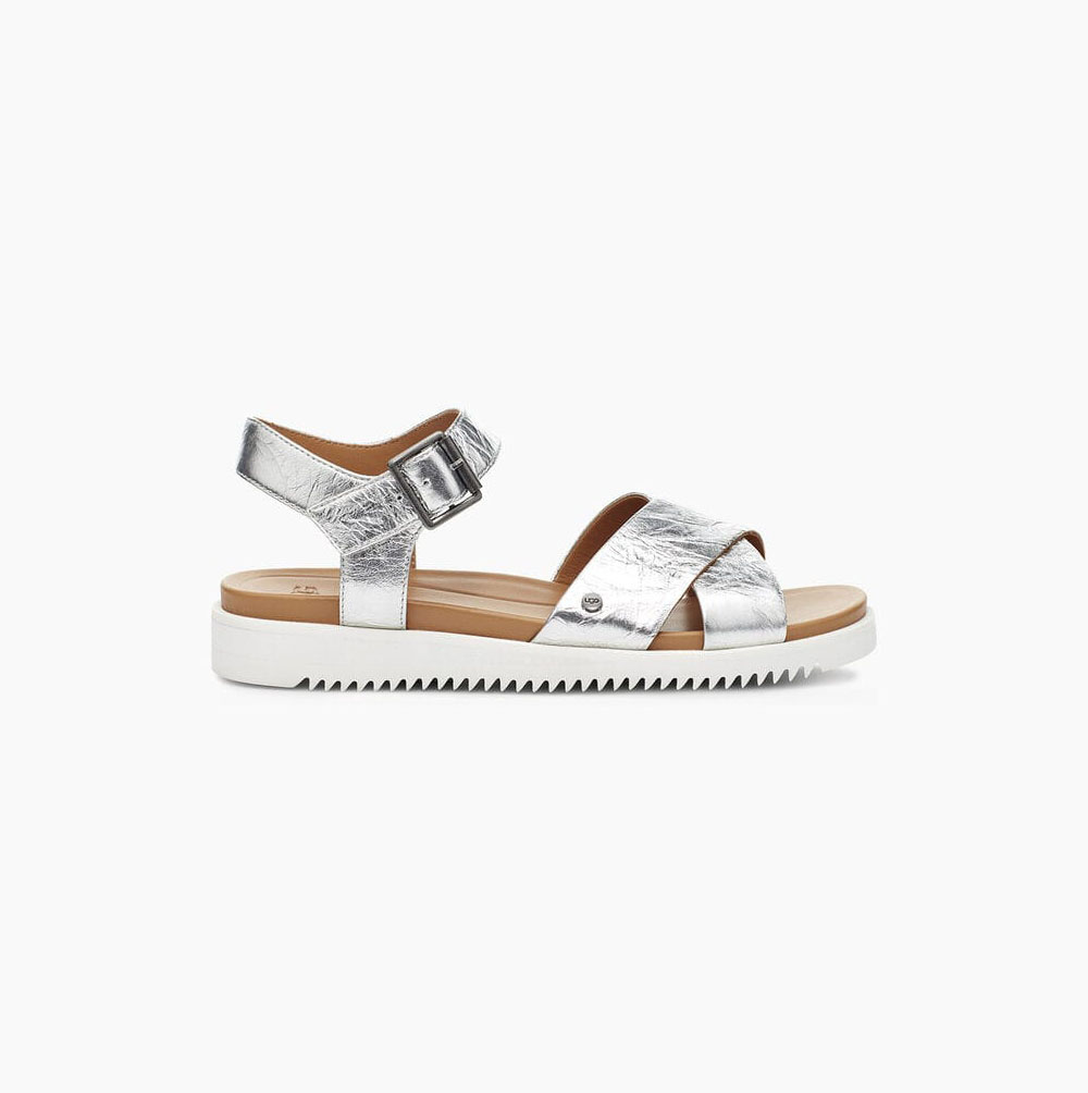 UGG Zoie Metallic Sandaler Dam Silver | U32ICGFJ